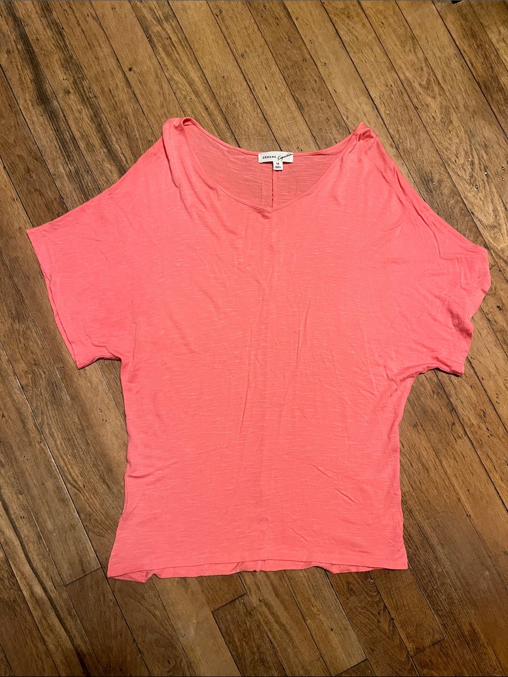 Zenana Signature Coral V-Neck Short Sleeve Tee